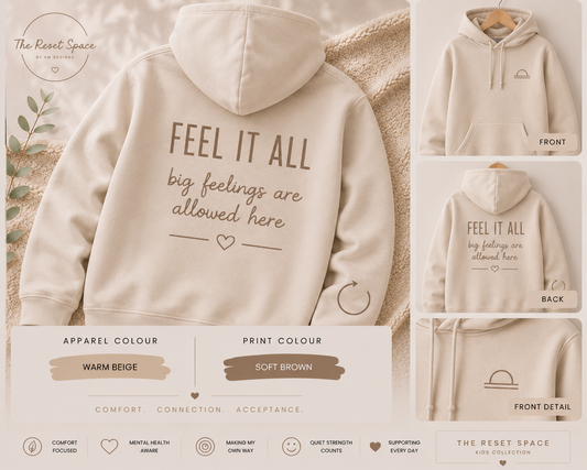 FEEL IT ALL | Kids Oversized Hoodie, Sweatshirt & T-Shirt | Supportive Clothing for Big Feelings & Busy Minds