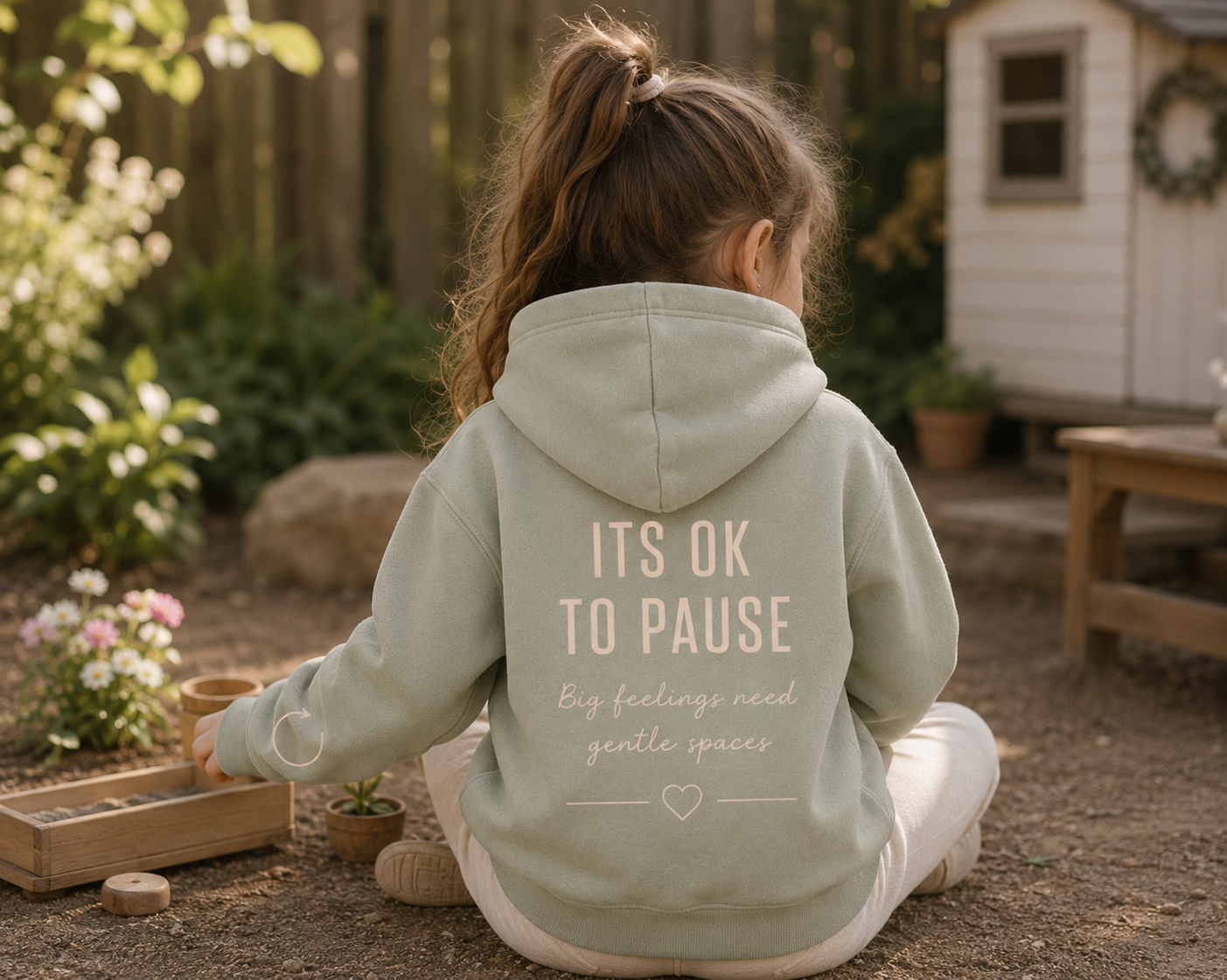 ITS OK TO PAUSE | Kids Oversized Hoodie, Sweatshirt & T-Shirt | Supportive Clothing for Big Feelings & Busy Minds