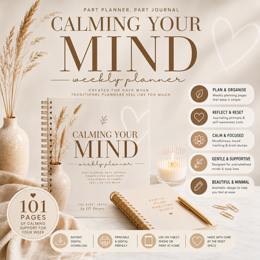 Calming Your Mind  |  Compact Weekly Planner & Gentle Reset Journal