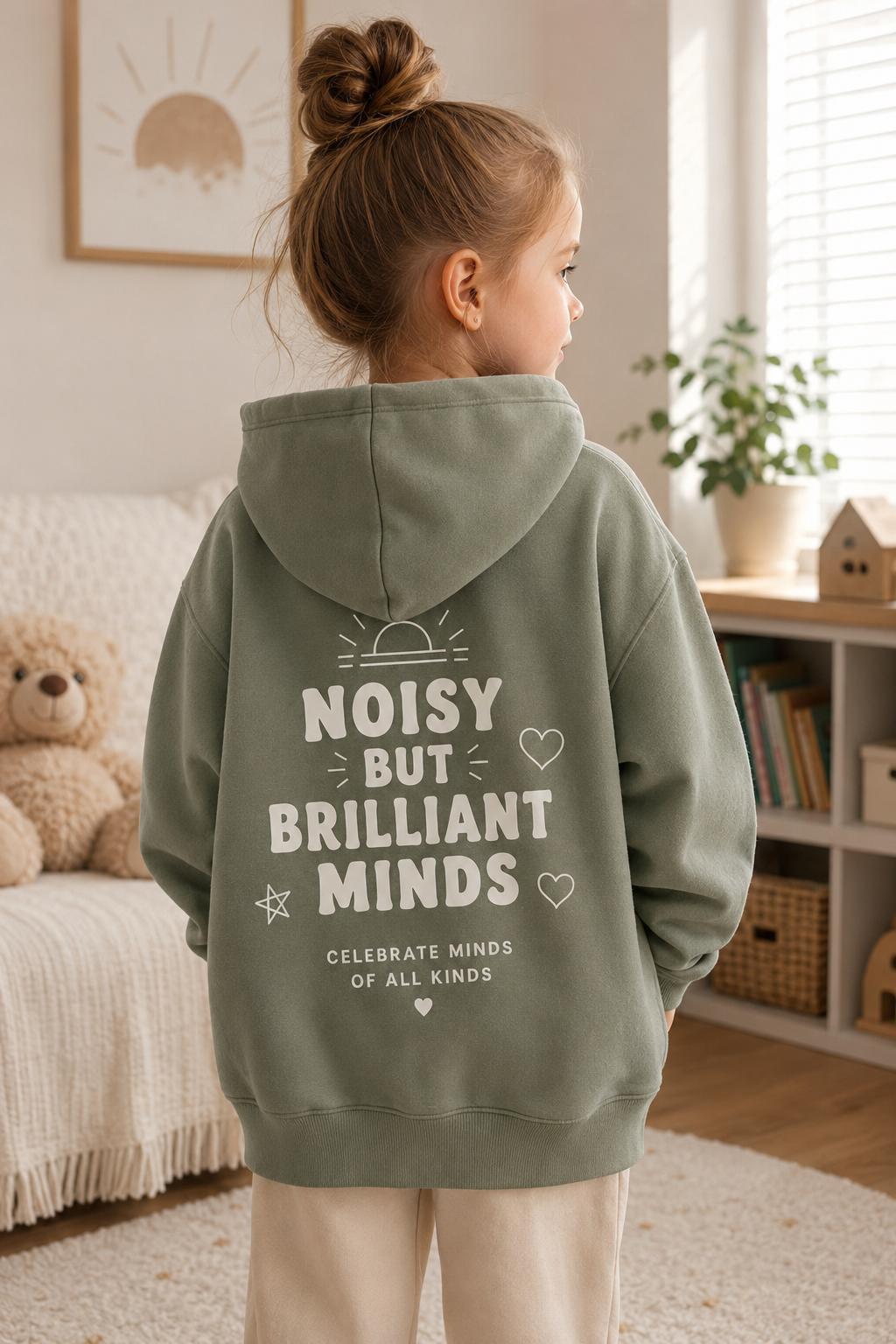 NOISY BUT BRILLIANT MINDS | Kids Oversized Hoodie, Sweatshirt & T-Shirt | Supportive Clothing for Busy Minds