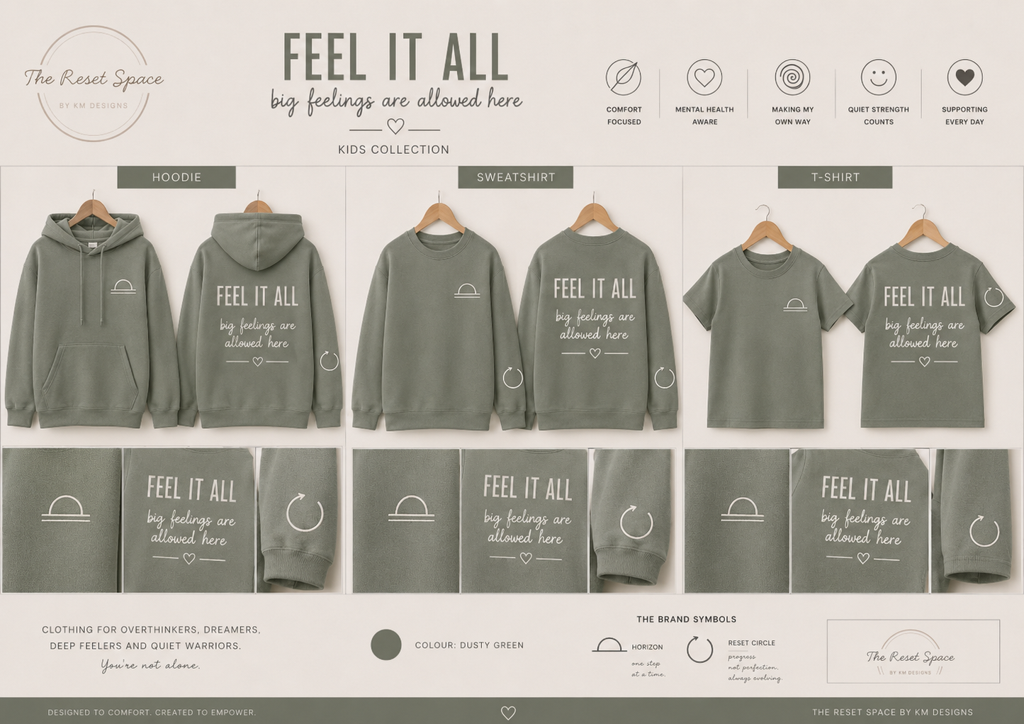FEEL IT ALL | Kids Oversized Hoodie, Sweatshirt & T-Shirt | Supportive Clothing for Big Feelings & Busy Minds