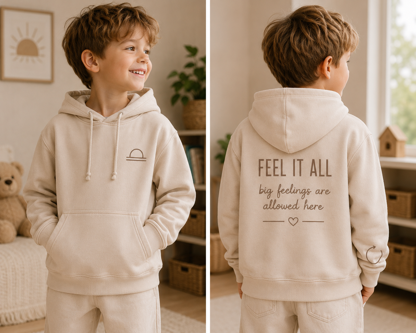 FEEL IT ALL | Kids Oversized Hoodie, Sweatshirt & T-Shirt | Supportive Clothing for Big Feelings & Busy Minds