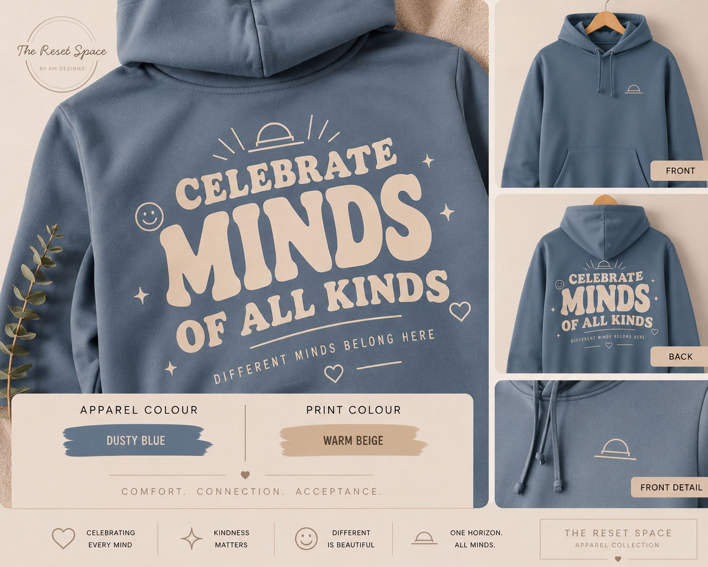 CELEBRATE MINDS OF ALL KINDS | Kids Oversized Hoodie, Sweatshirt & T-Shirt | Supportive Clothing for Big Feelings & Busy Minds