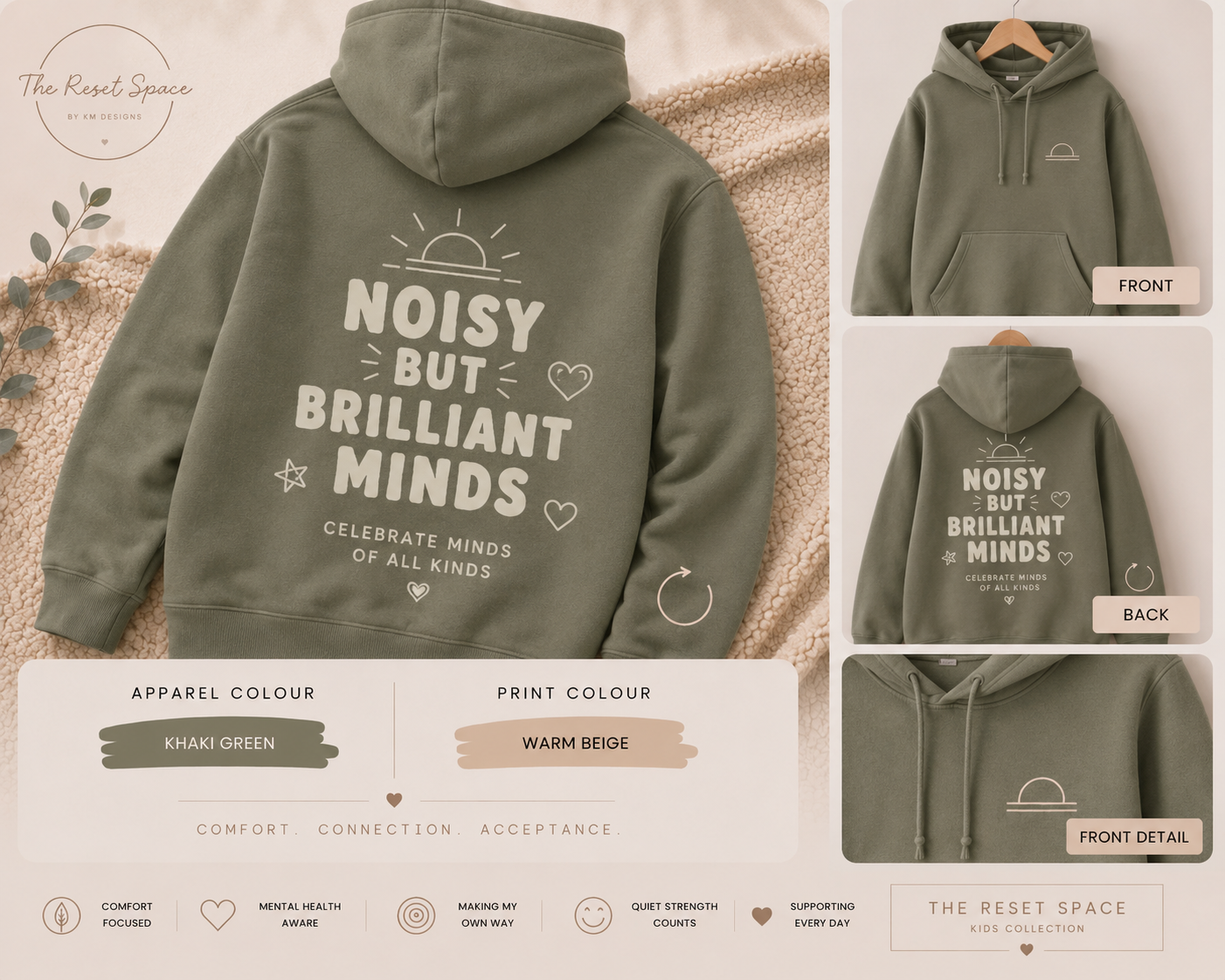 NOISY BUT BRILLIANT MINDS | Kids Oversized Hoodie, Sweatshirt & T-Shirt | Supportive Clothing for Busy Minds