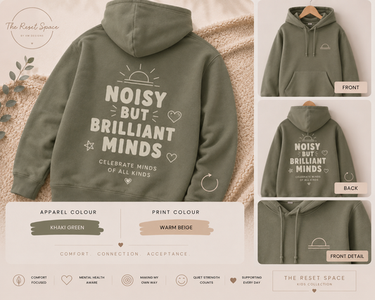 NOISY BUT BRILLIANT MINDS | Kids Oversized Hoodie, Sweatshirt & T-Shirt | Supportive Clothing for Busy Minds