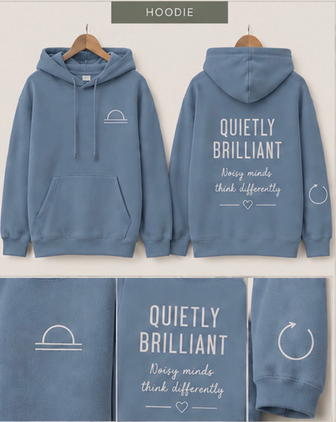 QUIETLY BRILLIANT | Kids Oversized Hoodie, Sweatshirt & T-Shirt | Supportive Clothing for Big Feelings & Busy Minds
