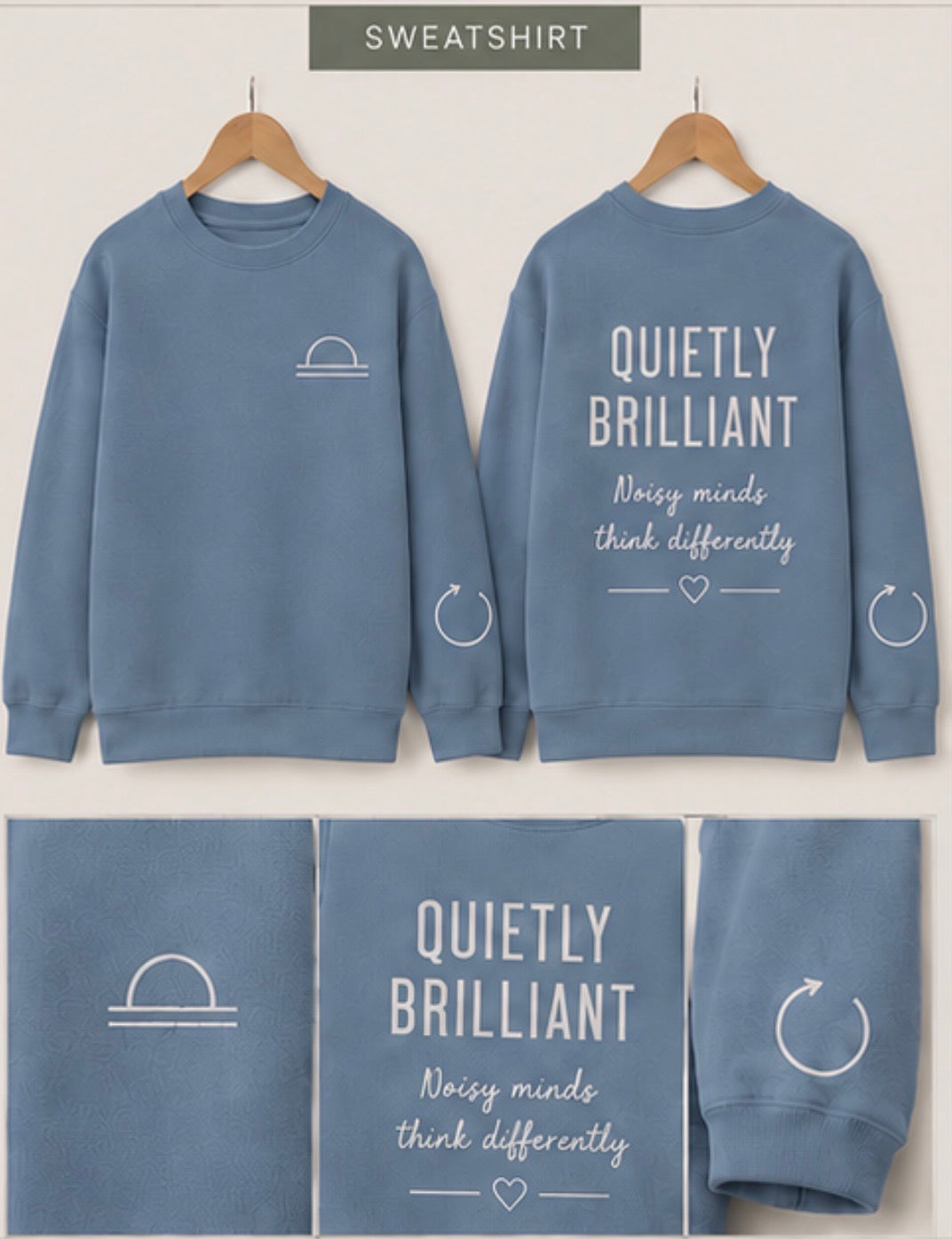 QUIETLY BRILLIANT | Kids Oversized Hoodie, Sweatshirt & T-Shirt | Supportive Clothing for Big Feelings & Busy Minds