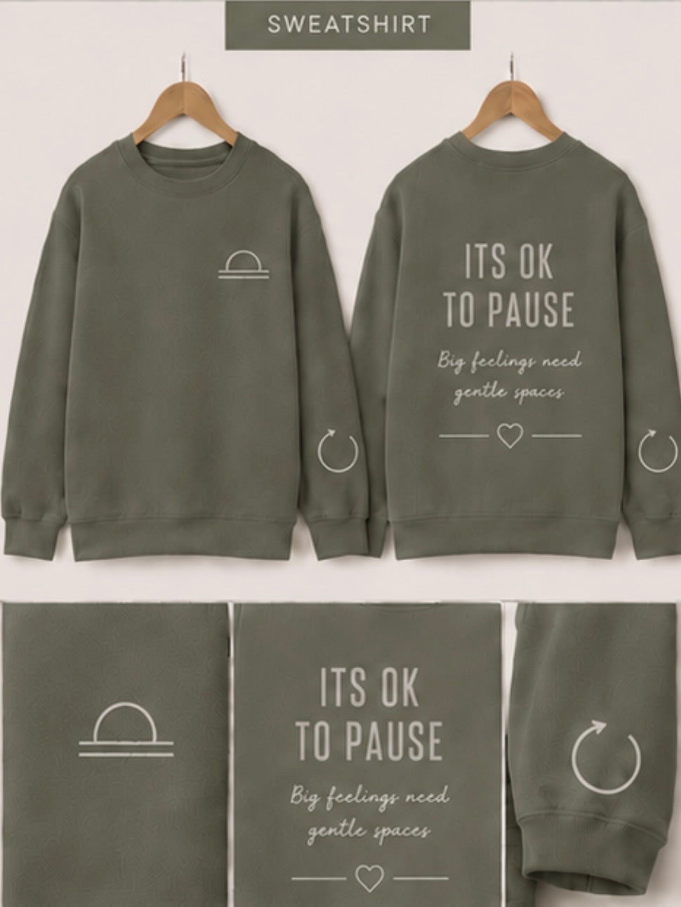 ITS OK TO PAUSE | Kids Oversized Hoodie, Sweatshirt & T-Shirt | Supportive Clothing for Big Feelings & Busy Minds