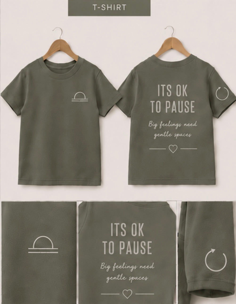 ITS OK TO PAUSE | Kids Oversized Hoodie, Sweatshirt & T-Shirt | Supportive Clothing for Big Feelings & Busy Minds